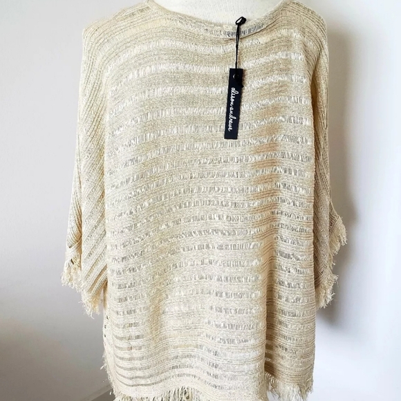 🔥Alison Andrews gold poncho style sweater acrylic/lurex size L/XL 🔥 - Picture 4 of 10
